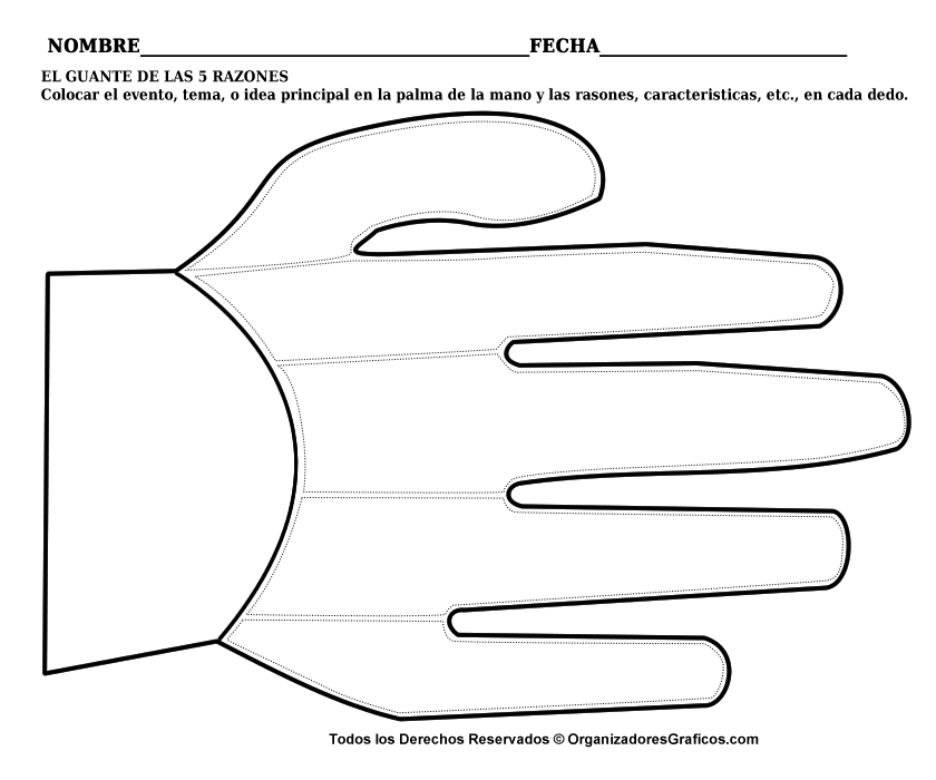 Organizador grafico en forma de Guante para niños